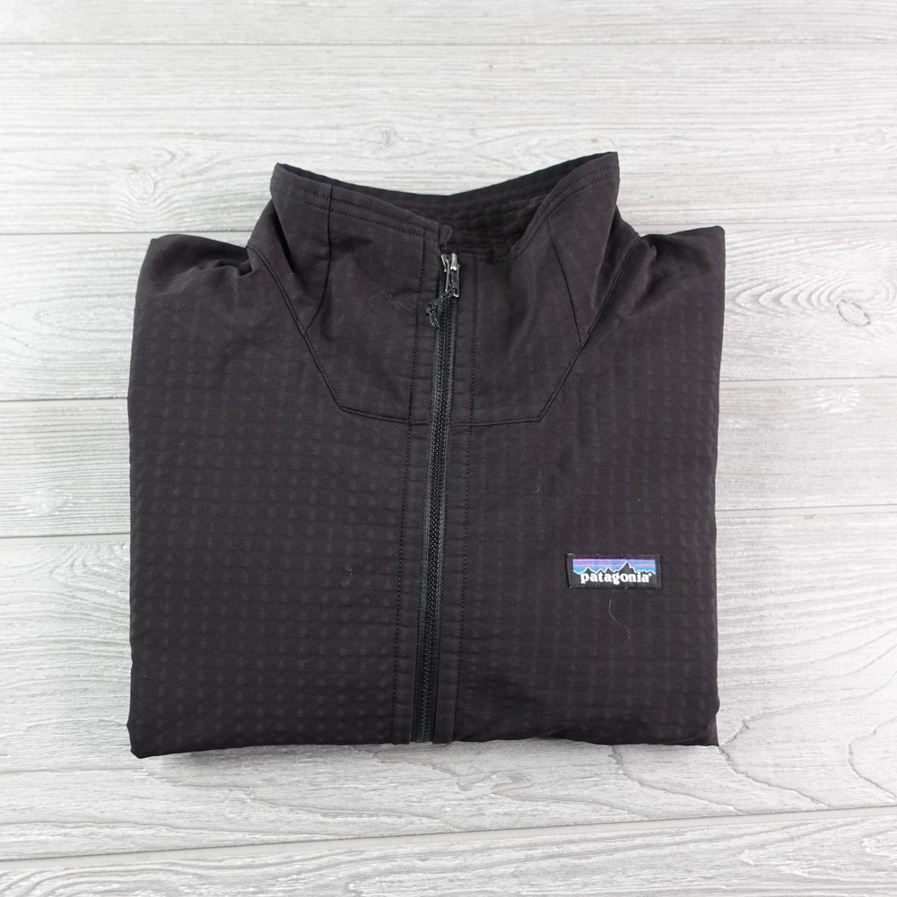 Patagonia Jacket Mens Large Black R1 TechFace Full Zip Softshell Fleece Outdoor
